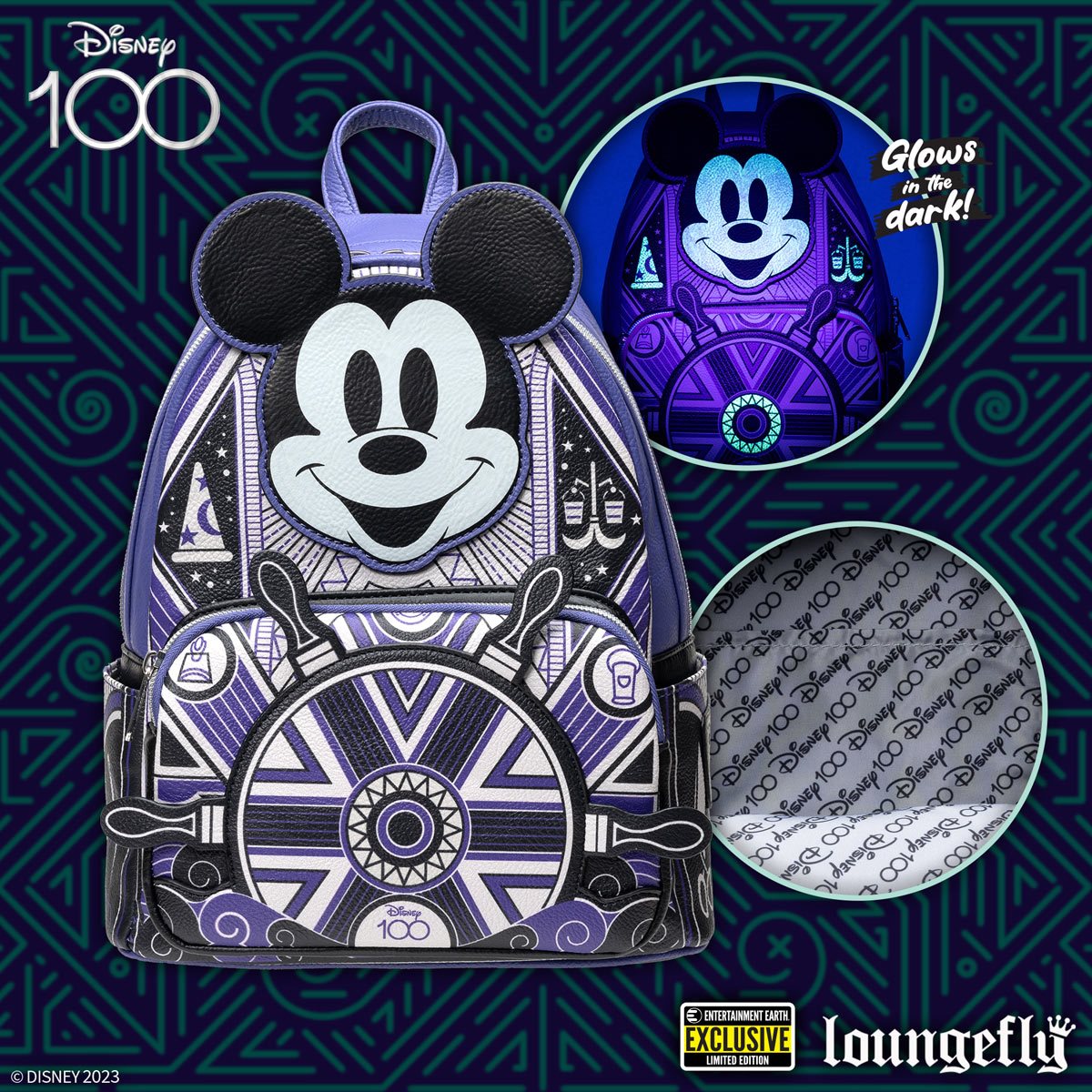 LOUNGEFLY Disney 100 Art Deco Mickey Mouse Mini-Backpack Entertainment Earth Exclusive