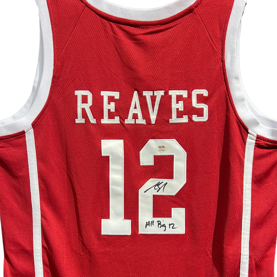 AUSTIN REAVES AUTOGRAPHED CUSTOM RED OKLAHOMA JERSEY PSA ALL BIG