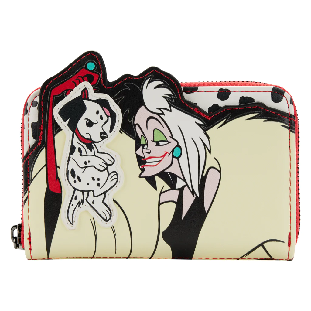 LOUNGEFLY Disney 101 Dalmatians Cruella De Vil Villains Scene Zip Arou Collectors Outlet llc