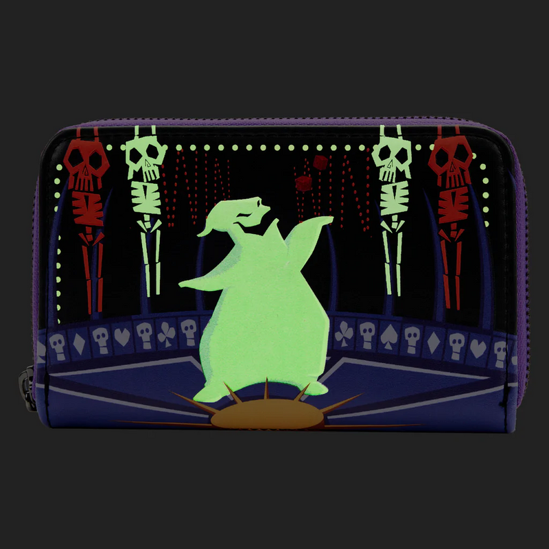 LOUNGEFLY Disney The Nightmare Before Christmas Oogie Boogie Glow Zip Around Wallet  IN STOCK!