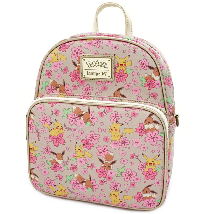 LOUNGEFLY POKEMON PIKACHU & EEVEE FLORAL CONVERITBLE MINI BACKPACK