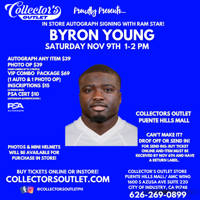 BYRON YOUNG IN STORE AUTOGRAPH SIGNING 11/9 1-2pm