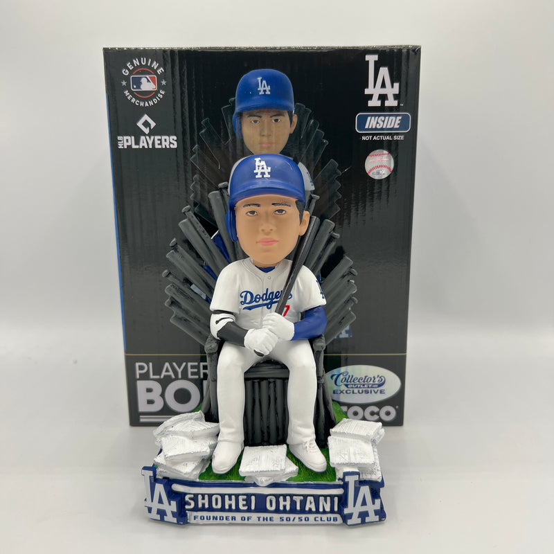 FOCO SHOHEI OHTANI LOS ANGELES DODGERS 50/50 CLUB OF ONE THRONE BOBBLEHEAD COLLECTORS OUTLET EXCLUSIVE