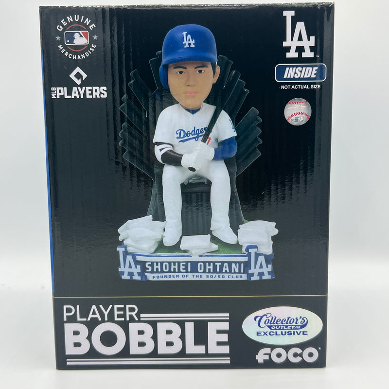 FOCO SHOHEI OHTANI LOS ANGELES DODGERS 50/50 CLUB OF ONE THRONE BOBBLEHEAD COLLECTORS OUTLET EXCLUSIVE