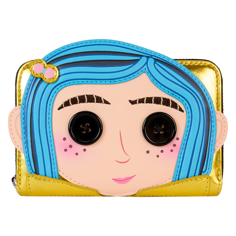 LOUNGEFLY Coraline 15th Anniversary Laika Doll Metallic Cosplay Zip Around Wallet