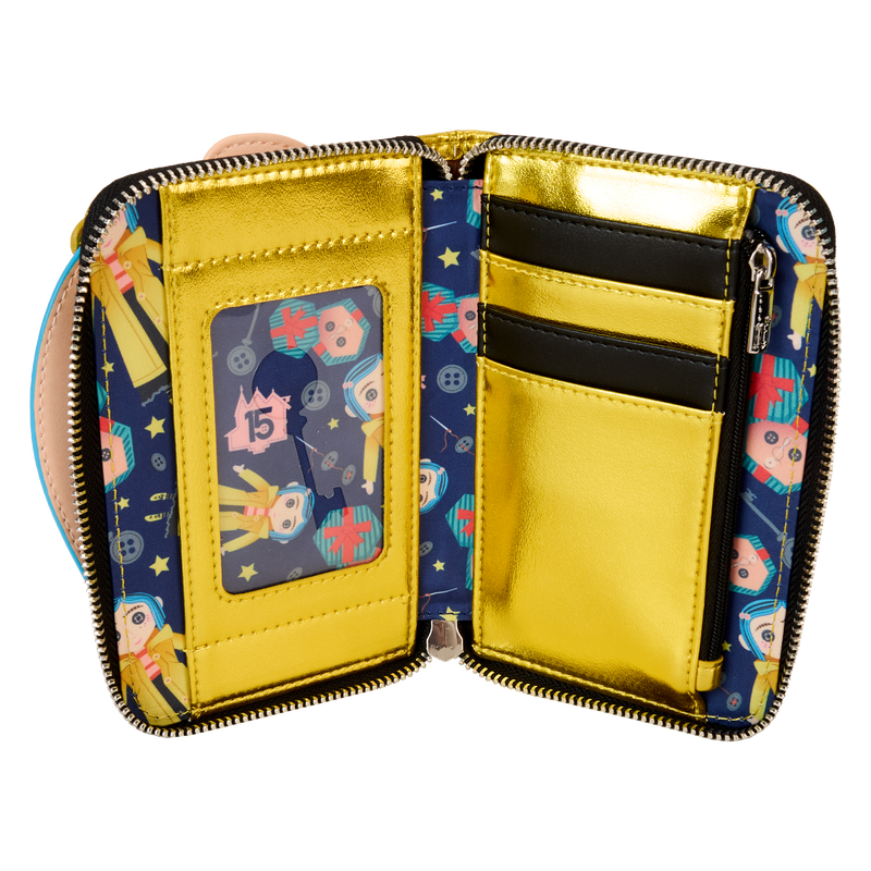 LOUNGEFLY Coraline 15th Anniversary Laika Doll Metallic Cosplay Zip Around Wallet