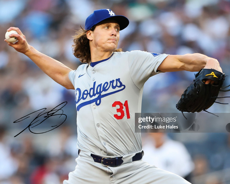 PRE ORDER - TYLER GLASNOW SIGNED DODGERS 8 X 10 PHOTO MLB LICENSED GREY CLOSE