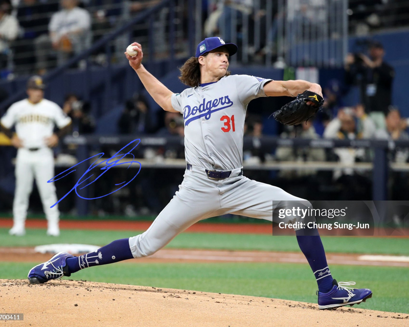 PRE ORDER - TYLER GLASNOW SIGNED DODGERS 16X20 PHOTO MLB LICENSED GREY