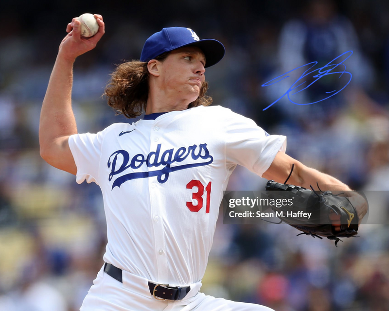 PRE ORDER - TYLER GLASNOW SIGNED DODGERS 8 X 10 PHOTO MLB LICENSED WHITE CLOSE