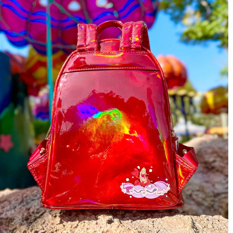 LOUNGEFLY X COLLECTORS OUTLET EXCLUSIVE DISNEY LITTLE MERMAID SEBASTIAN  METALLIC MINI BACKPACK