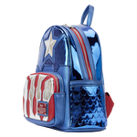 LOUNGEFLY DISNEY Marvel Metallic Captain America Cosplay Mini Backpack