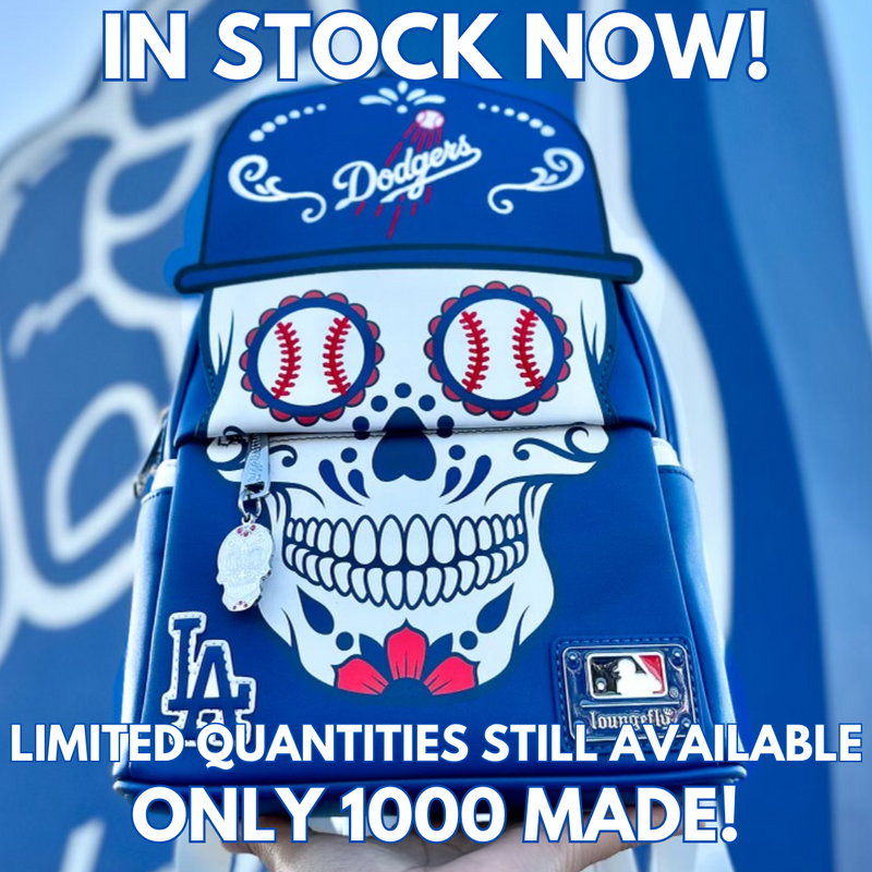 LOUNGEFLY LOS ANGELES DODGERS DAY OF THE DEAD MINI BACKPACK COLLECTORS OUTLET EXCLUSIVE