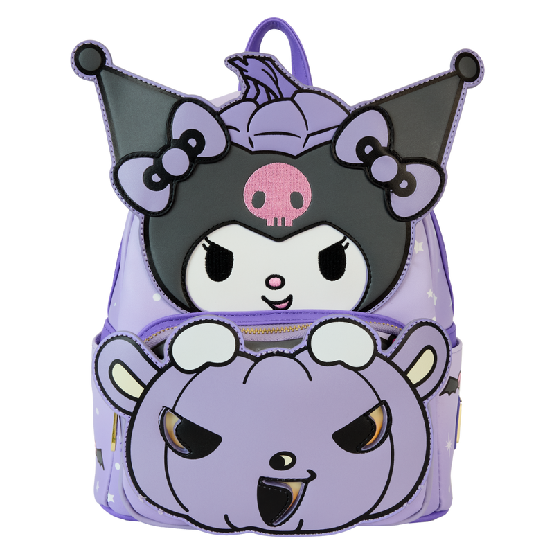 LOUNGEFLY Sanrio Kuromi Pumpkin Light Up Glow Mini Backpack