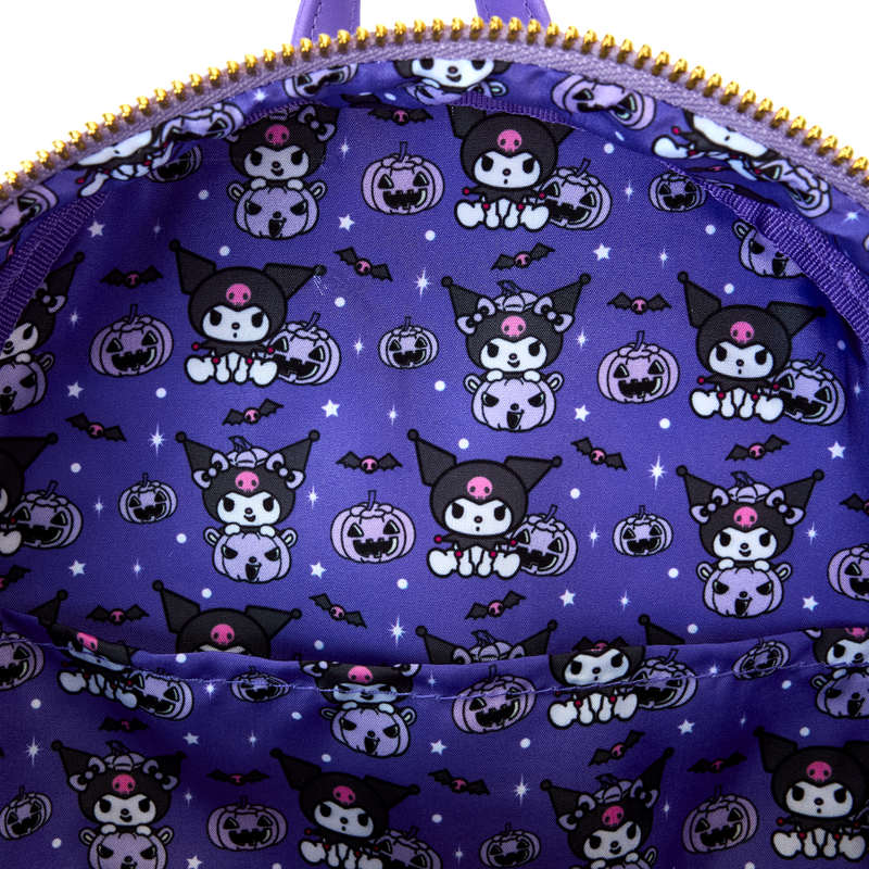 LOUNGEFLY Sanrio Kuromi Pumpkin Light Up Glow Mini Backpack