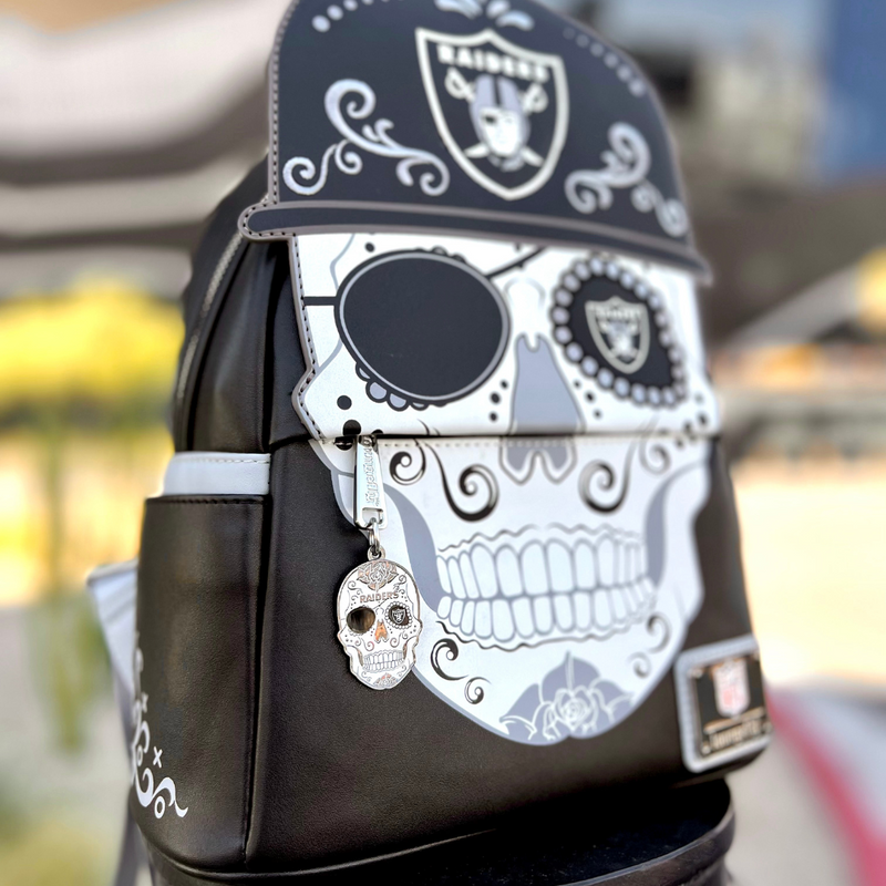 LOUNGEFLY LAS VEGAS RAIDERS DAY OF THE DEAD MINI BACKPACK COLLECTORS OUTLET EXCLUSIVE