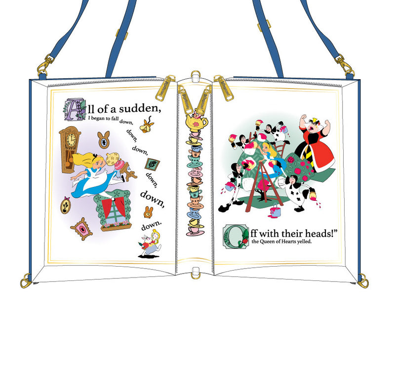 LOUNGEFLY DISNEY Alice in Wonderland Book Convertible Crossbody Bag