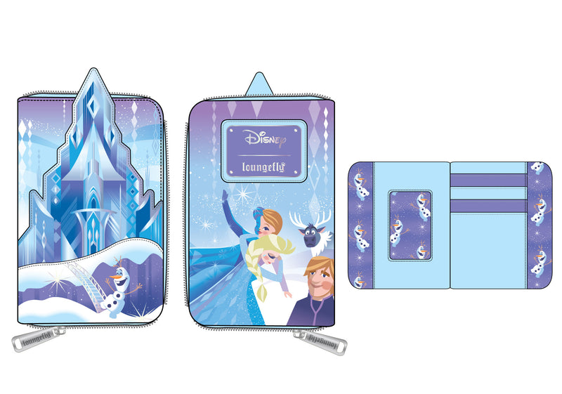 LOUNGEFLY DISNEY Frozen Princess Elsa Castle Zip Around Wallet