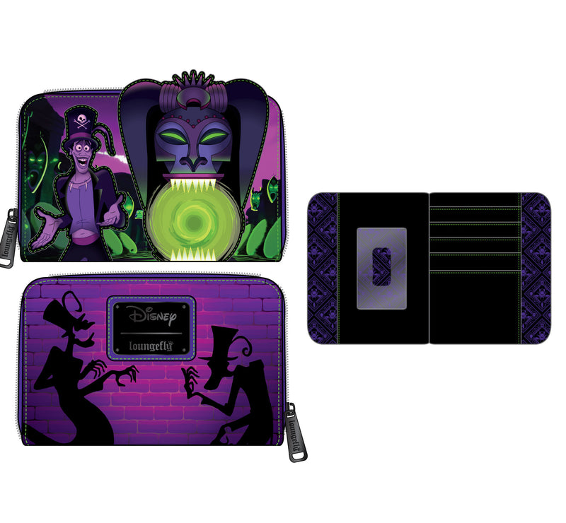 LOUNGEFLY DISNEY The Princess and the Frog Dr. Facilier Glow in the Dark Zip Around Wallet