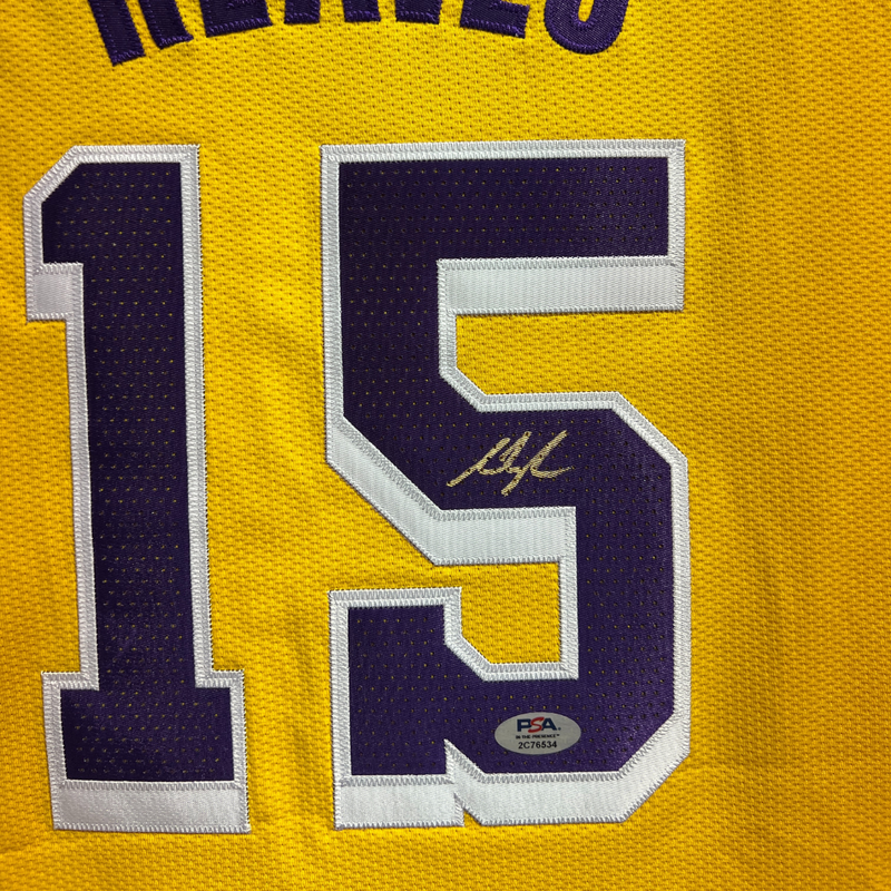 AUSTIN REAVES AUTOGRAPHED AUTHENTIC NBA LAKERS GAME JERSEY YELLOW HOME PSA ITP