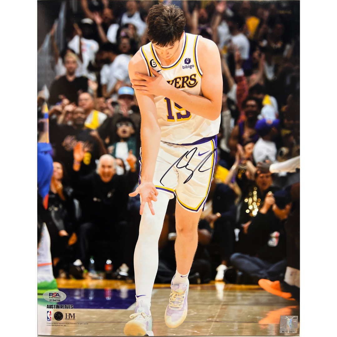 AUSTIN REAVES AUTOGRAPHED 11 X 14 PHOTO 3 POINT FREEZE PSA ITP LAKERS ...