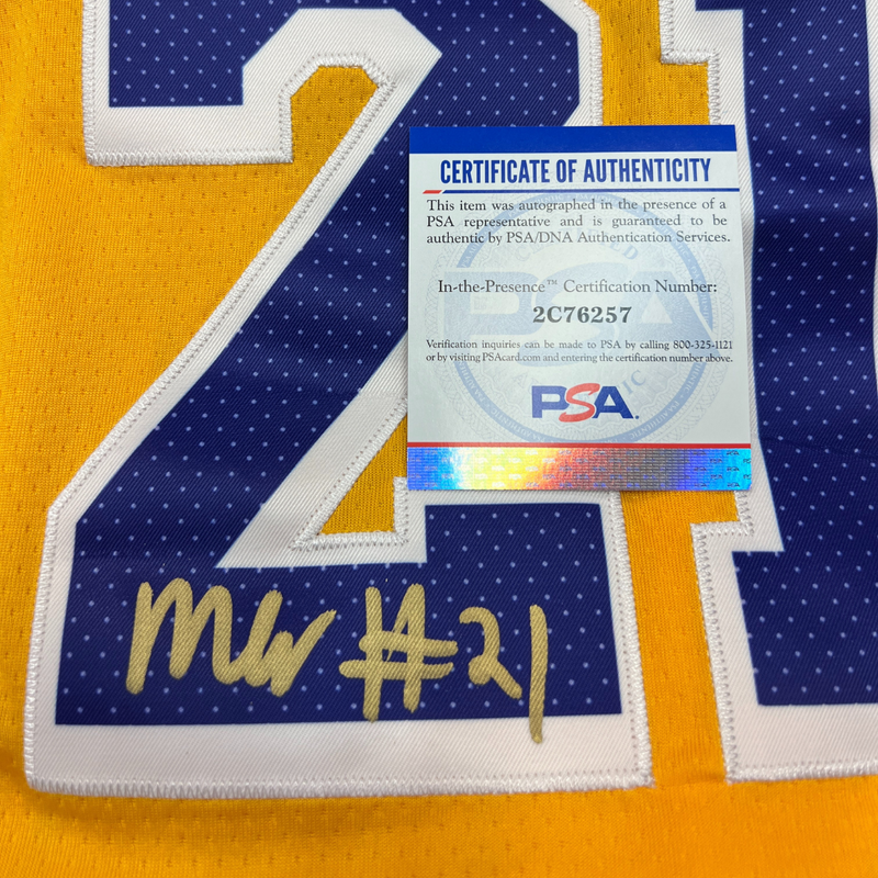 MAXWELL LEWIS AUTOGRAPHED CUSTOM LA YELLOW HOME JERSEY PSA ITP LAKERS ROOKIE