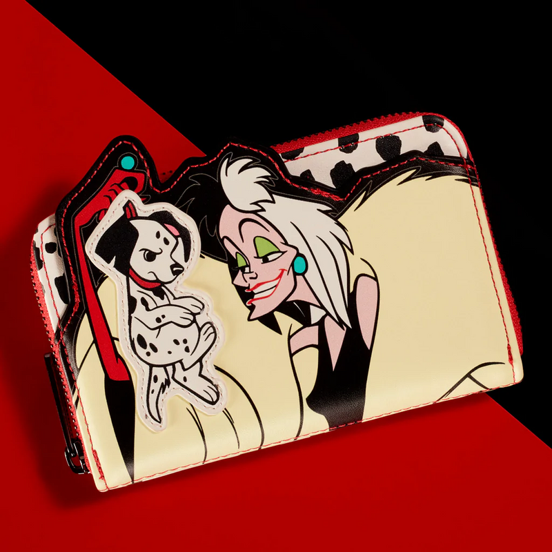 LOUNGEFLY Disney 101 Dalmatians Cruella De Vil Villains Scene Zip Around Wallet