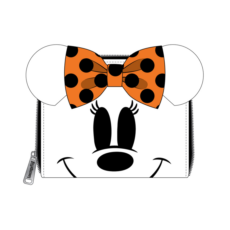 LOUNGEFLY DISNEY MINNIE MOUSE GHOST GLOW IN THE DARK COSPLAY ZIP AROUND WALLET