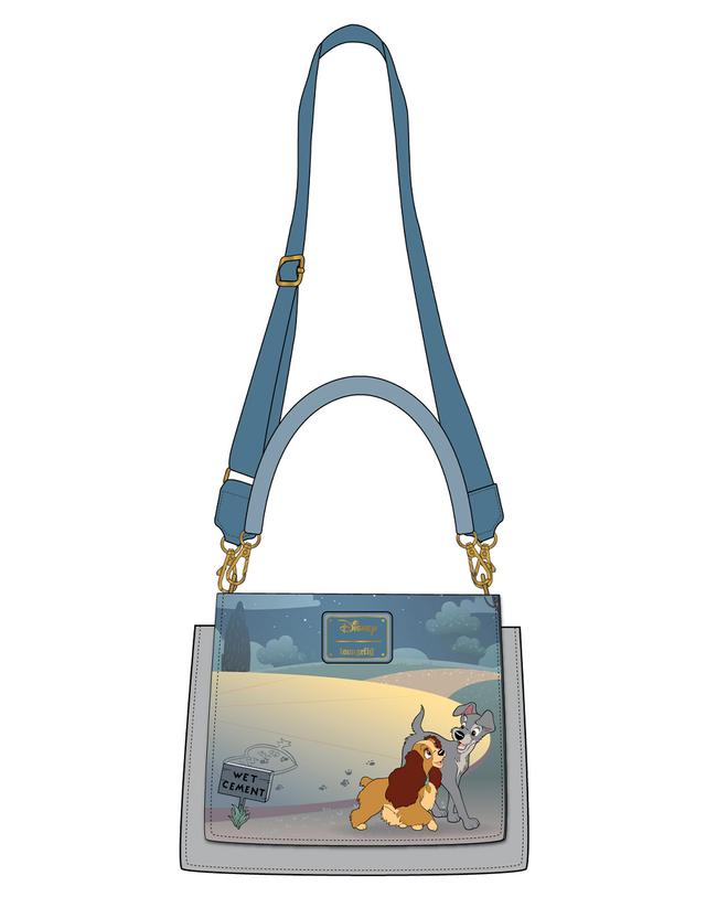 LOUNGEFLY DISNEY LADY AND THE TRAMP PAW PRINTS CROSSBODY BAG