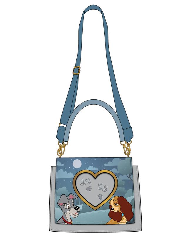 LOUNGEFLY DISNEY LADY AND THE TRAMP PAW PRINTS CROSSBODY BAG