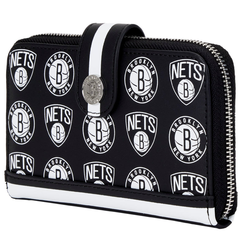 LOUNGEFLY NBA Brooklyn Nets Logo Zip Around Wallet