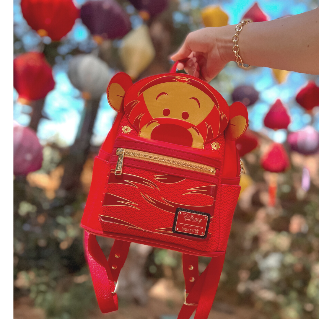 LOUNGEFLY X COLLECTORS OUTLET EXCLUSIVE DISNEY CHINESE NEW YEAR TIGGER MINI BACKPACK IN STOCK
