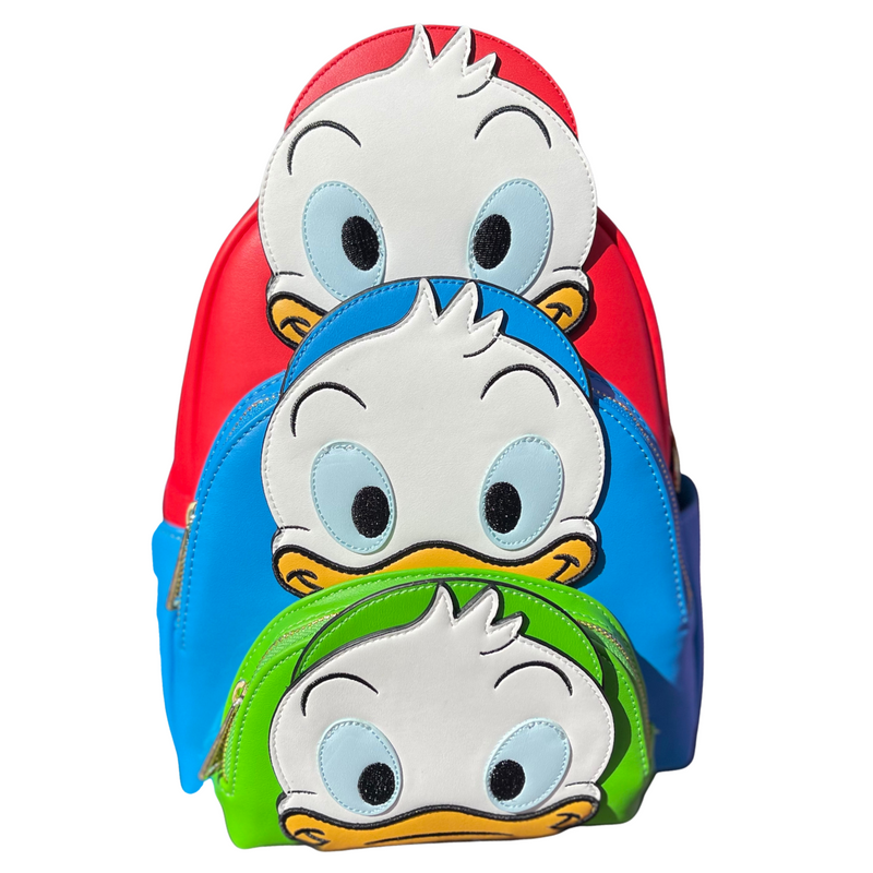 LOUNGEFLY X COLLECTORS OUTLET EXCLUSIVE DISNEY DUCKTALES HUEY DEWEY & LOUIE COSPLAY MINI BACKPACK IN STOCK!