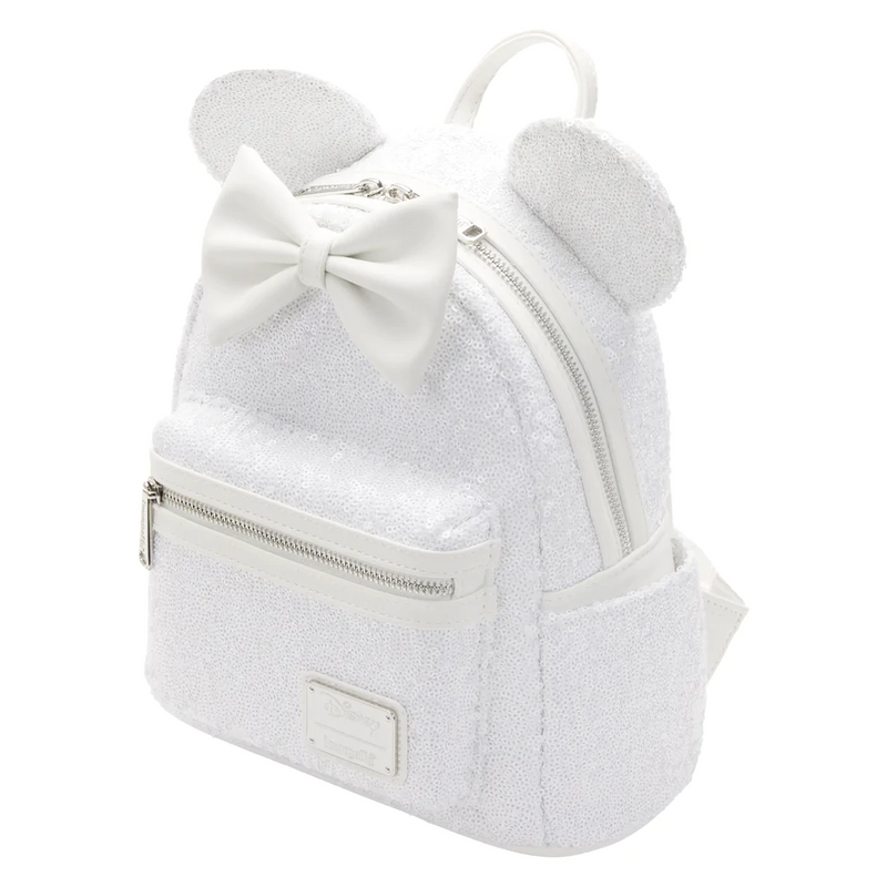 LOUNGEFLY DISNEY MINNIE MOUSE SEQUIN WEDDING MINI BACKPACK