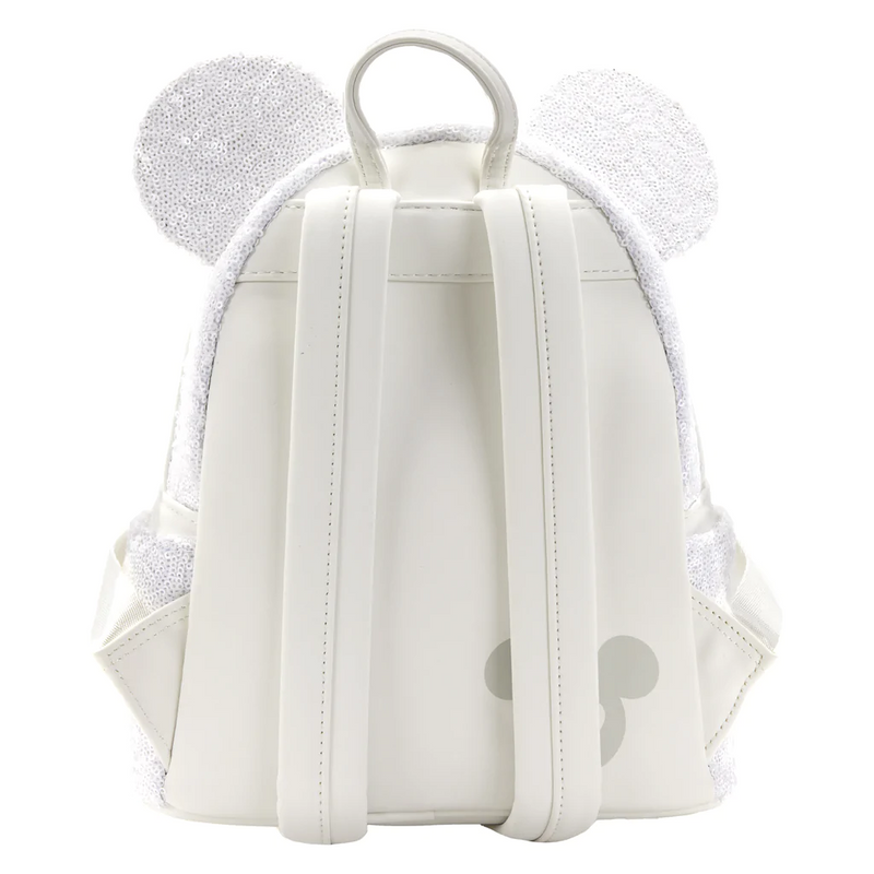 LOUNGEFLY DISNEY MINNIE MOUSE SEQUIN WEDDING MINI BACKPACK