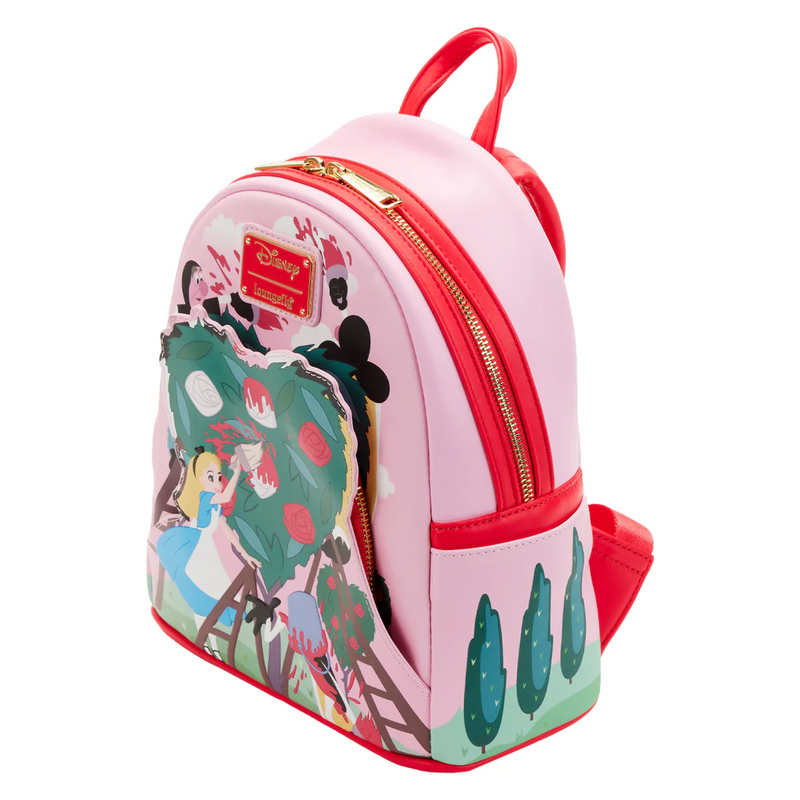 LOUNGEFLY DISNEY ALICE IN WONDERLAND PAINTING THE ROSES RED MINI BACKPACK