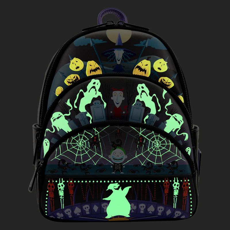 LOUNGEFLY Disney The Nightmare Before Christmas Glow Triple Pocket Mini Backpack