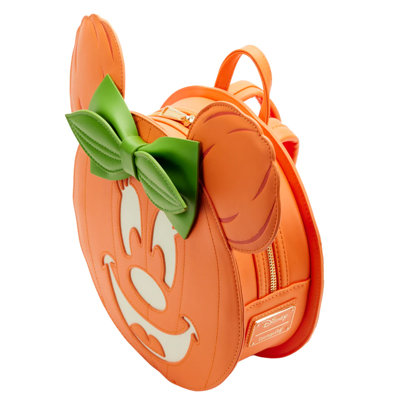LOUNGEFLY DISNEY MINNIE MOUSE GLOW FACE PUMPKIN MINI BACKPACK