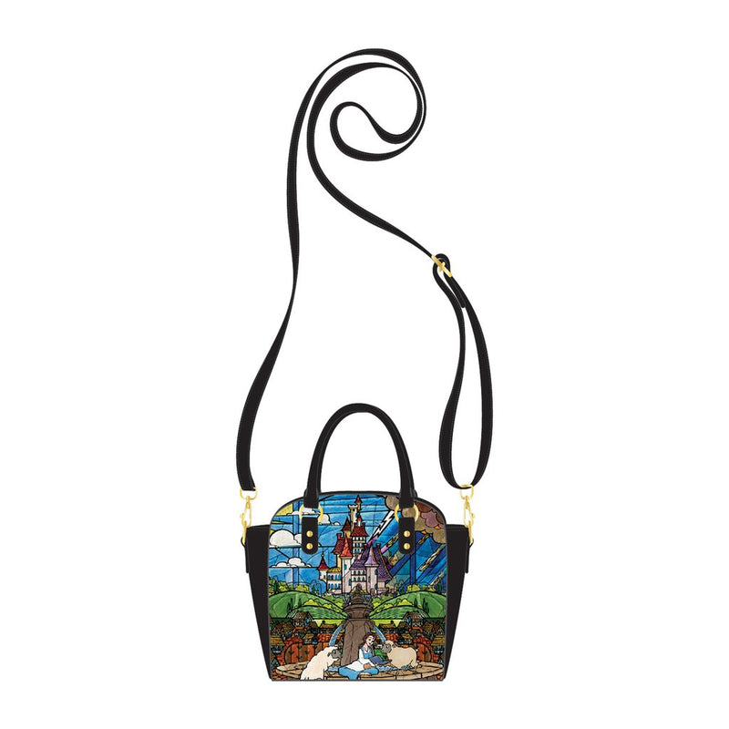 LOUNGEFLY DISNEY BEAUTY AND THE BEAST BELLE CASTLE CROSSBODY BAG