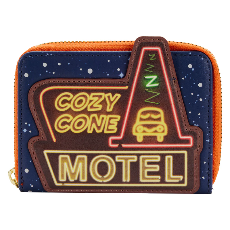 LOUNGEFLY Disney Cars Cozy Cone Motel Glow Zip Around Wallet