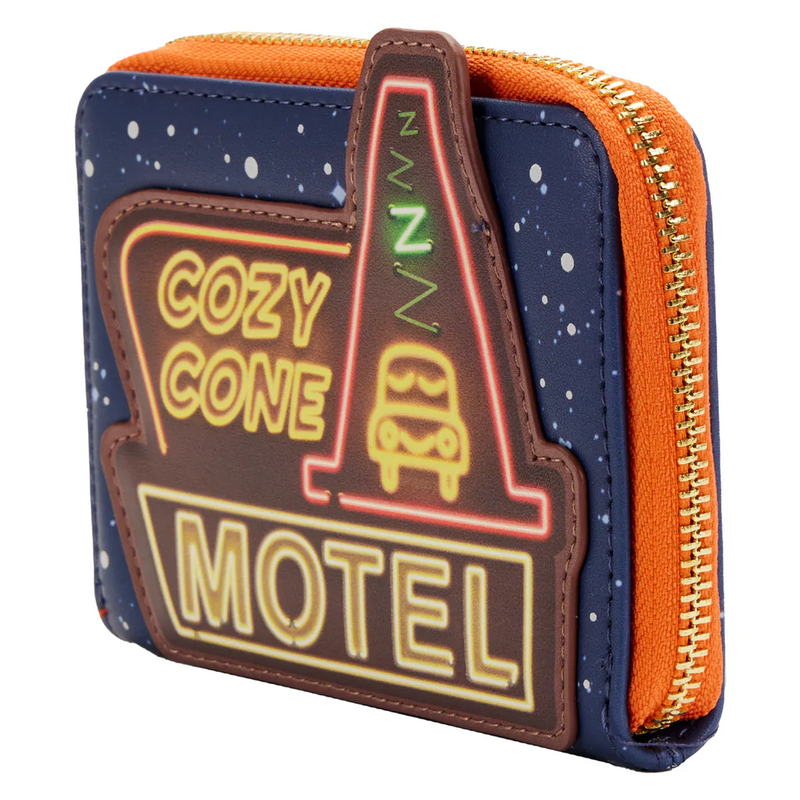 LOUNGEFLY Disney Cars Cozy Cone Motel Glow Zip Around Wallet
