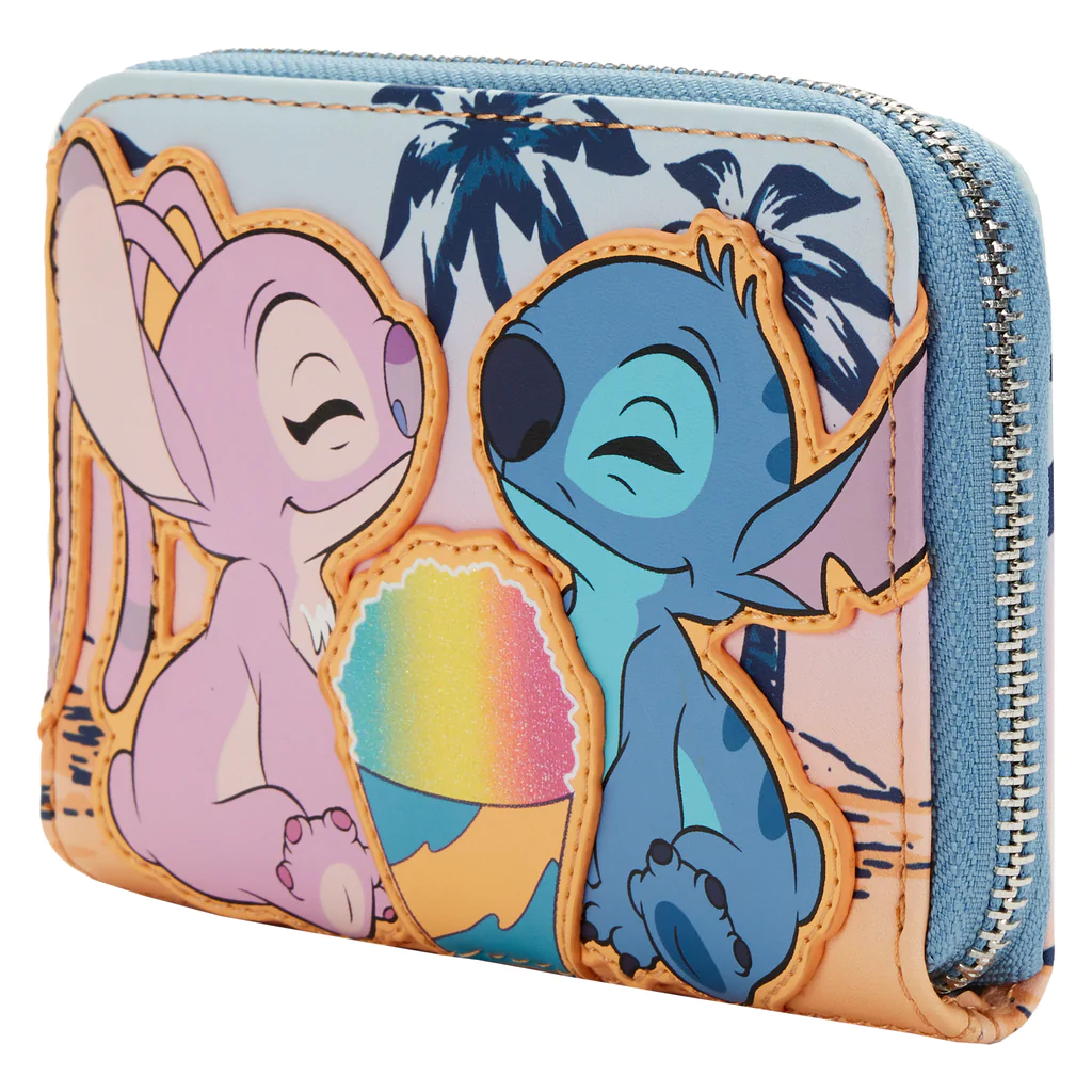 ☆Loungefly☆Stitch & Angel Zip Around Wallet LOUNGEFLY Disney Lilo & Stitch Angel and Stitch Snow Cone