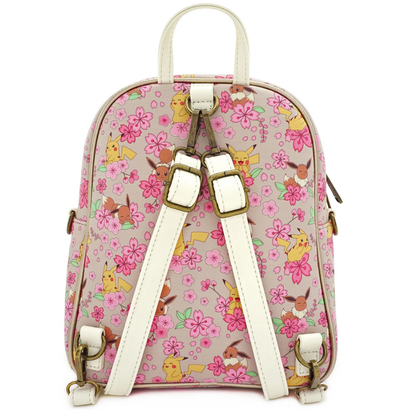 LOUNGEFLY POKEMON PIKACHU & EEVEE FLORAL CONVERITBLE MINI BACKPACK