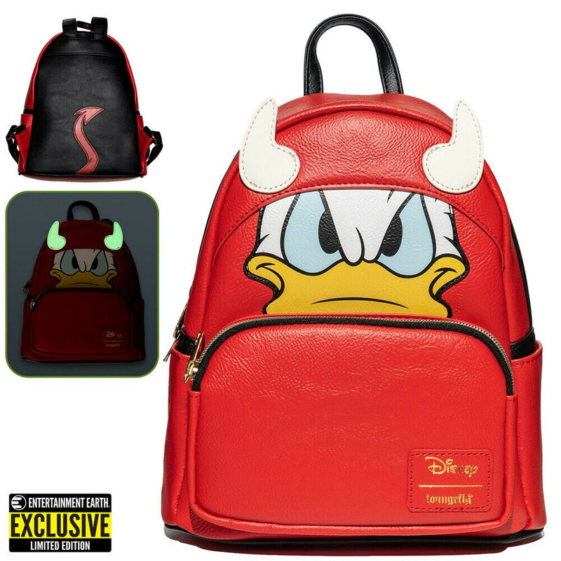 LOUNGEFLY DISNEY Donald Duck Devil Donald Cosplay Mini-Backpack - EE Exclusive Glow in the Dark Horns