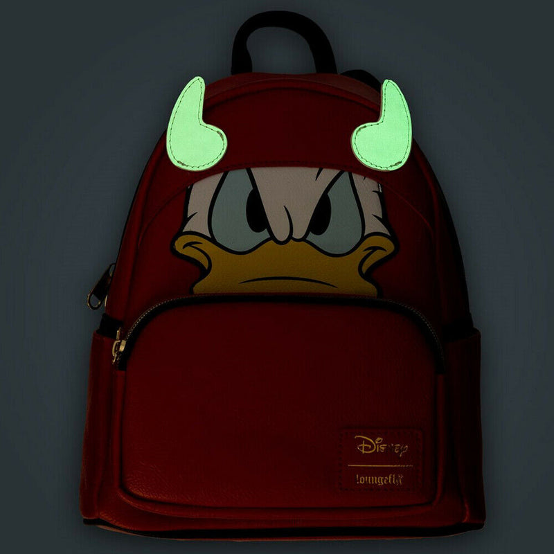 LOUNGEFLY DISNEY Donald Duck Devil Donald Cosplay Mini-Backpack - EE Exclusive Glow in the Dark Horns